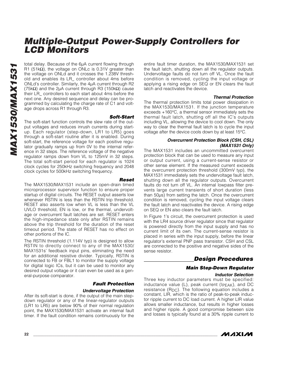 Design procedures | Rainbow Electronics MAX1531 User Manual | Page 22 / 33