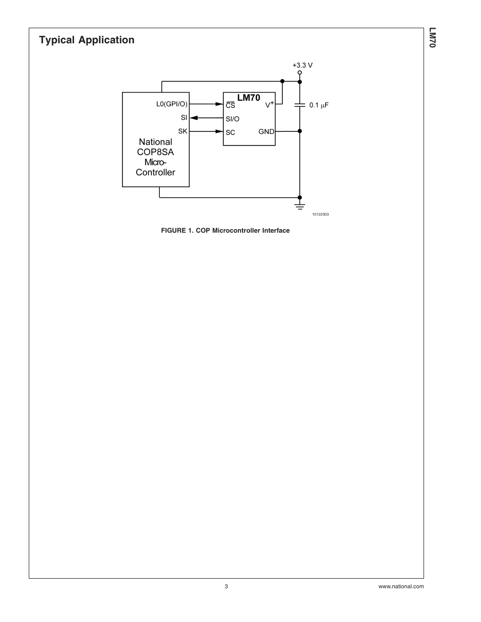 Typical application, Figure 1. cop microcontroller interface | Rainbow Electronics LM70 User Manual | Page 3 / 14