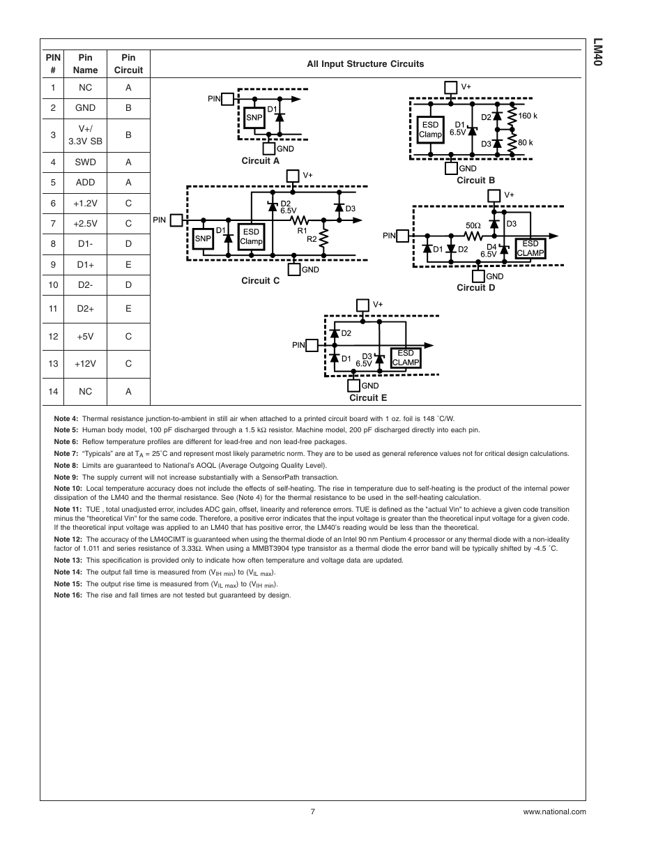 Note 4), Note 5), Note 6) | Note 7), Note 8), Note 9), Note 12), Note 10), Error(note 11), Note 13) | Rainbow Electronics LM40 User Manual | Page 7 / 27