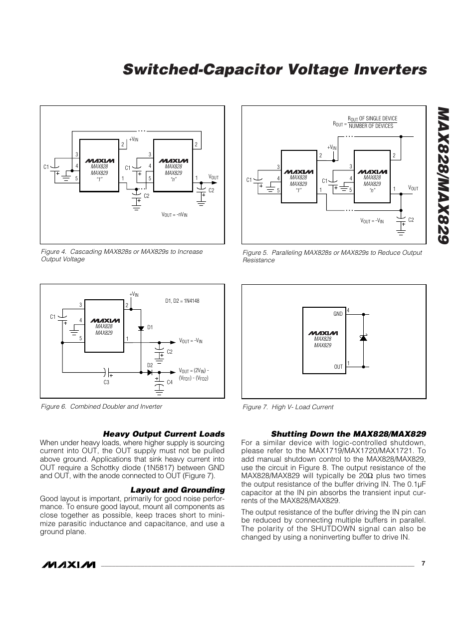 Heavy output current loads, Layout and grounding | Rainbow Electronics MAX829 User Manual | Page 7 / 8