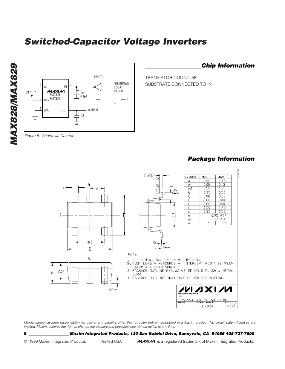 Package information, Chip information | Rainbow Electronics MAX829 User Manual | Page 8 / 8