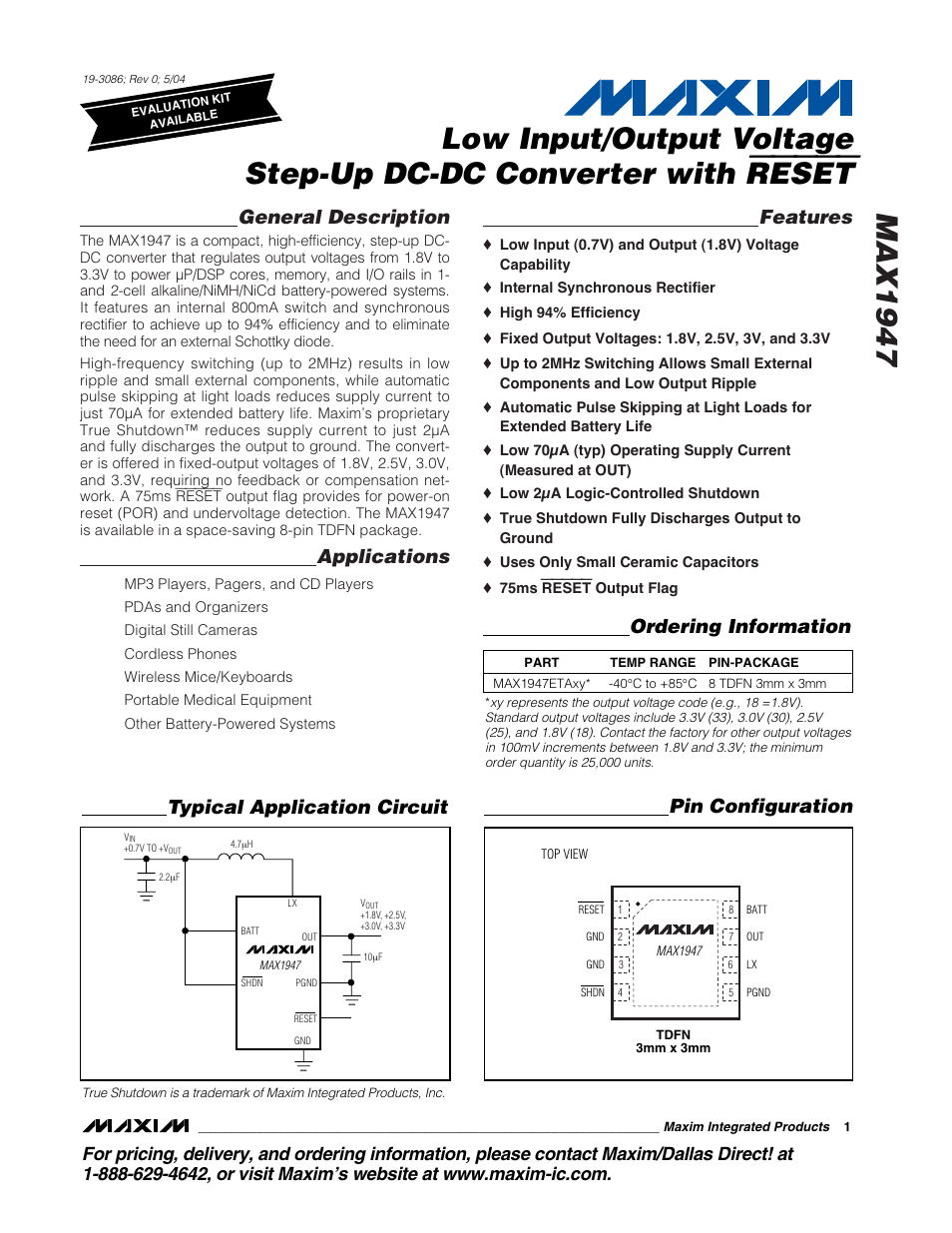 Rainbow Electronics MAX1947 User Manual | 10 pages