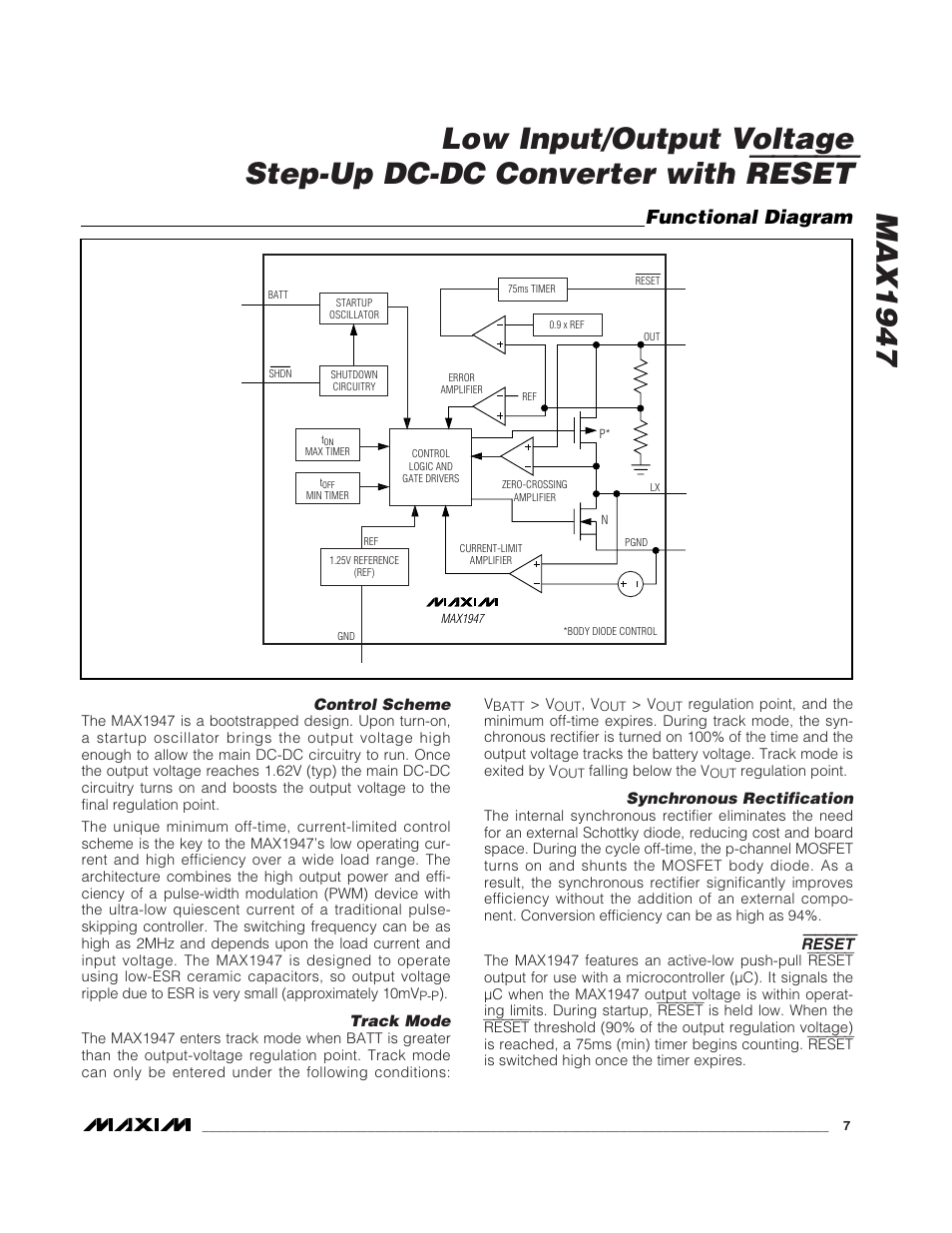 Reset, Functional diagram | Rainbow Electronics MAX1947 User Manual | Page 7 / 10