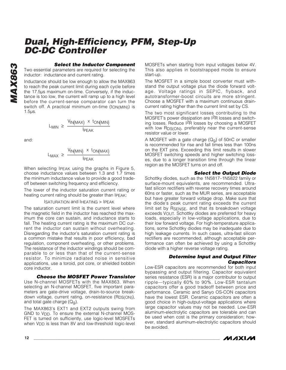 Rainbow Electronics MAX863 User Manual | Page 12 / 16