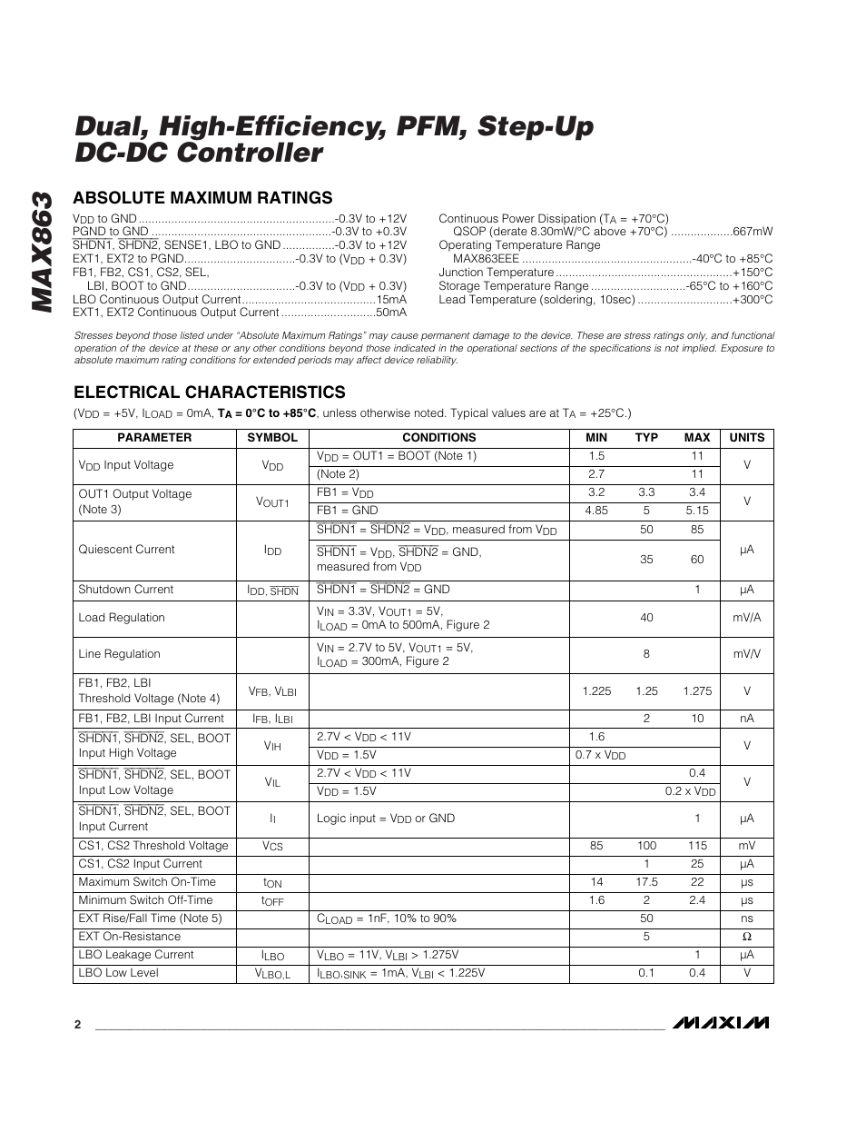 Rainbow Electronics MAX863 User Manual | Page 2 / 16