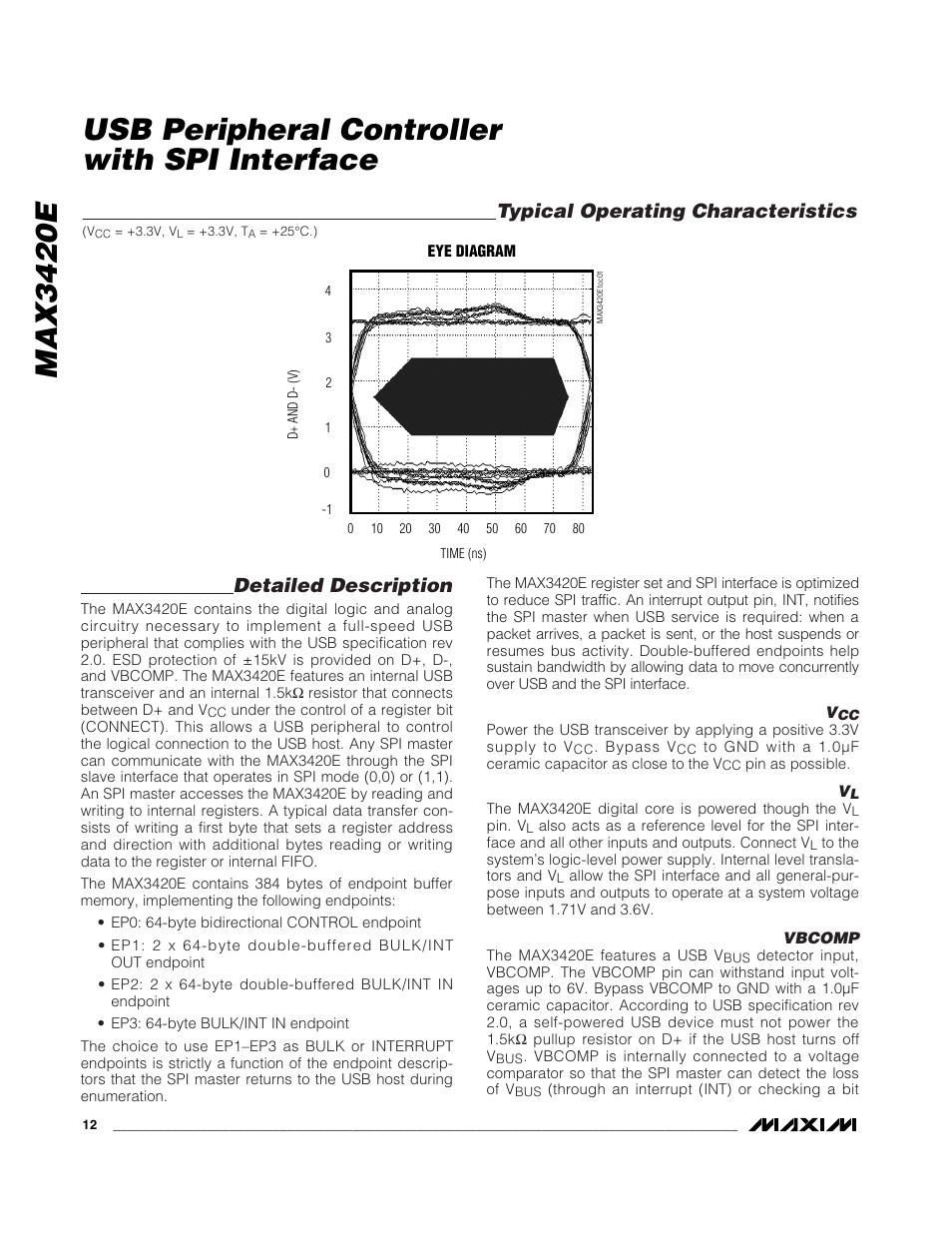 Typical operating characteristics, Detailed description | Rainbow Electronics MAX3420E User Manual | Page 12 / 23