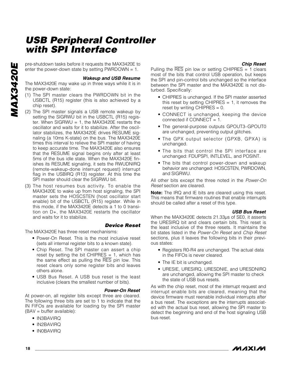 Max3420e, Usb peripheral controller with spi interface | Rainbow Electronics MAX3420E User Manual | Page 18 / 23