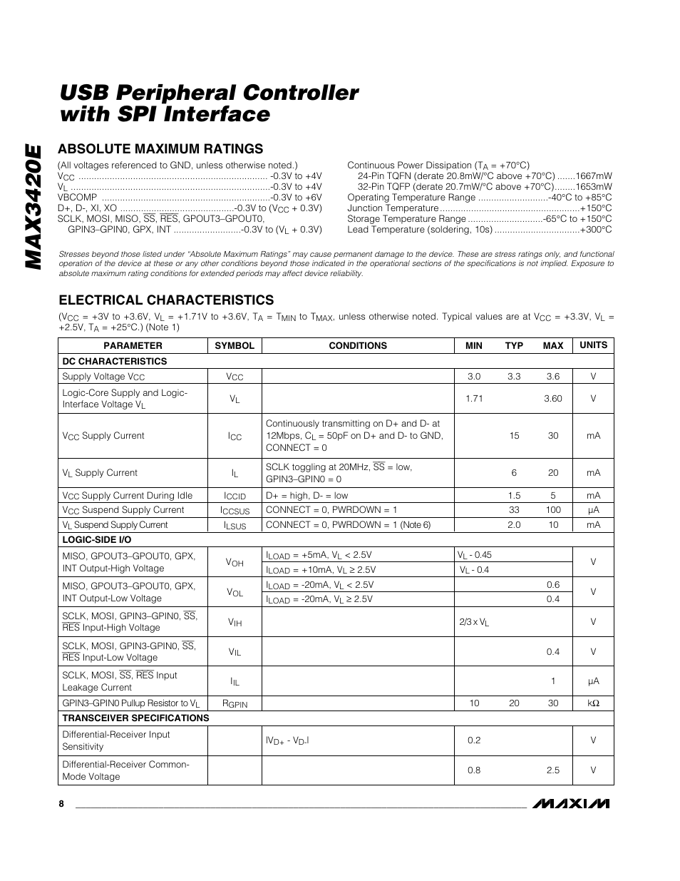 Rainbow Electronics MAX3420E User Manual | Page 8 / 23