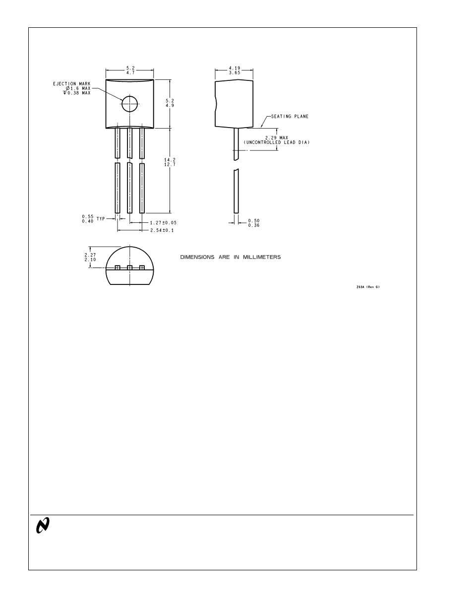 Physical dimensions | Rainbow Electronics LM60 User Manual | Page 9 / 9