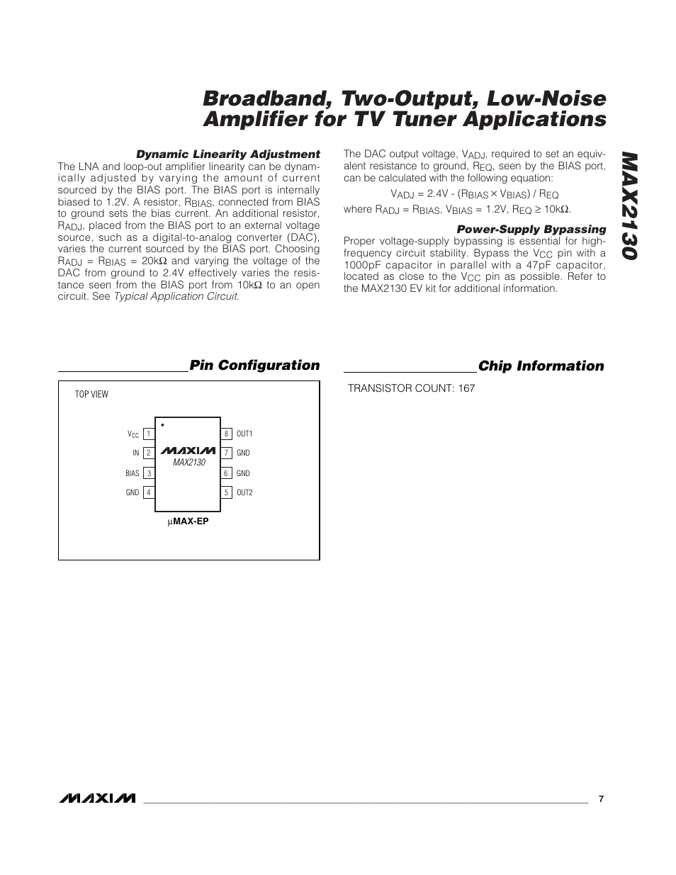Pin configuration chip information | Rainbow Electronics MAX2130 User Manual | Page 7 / 8