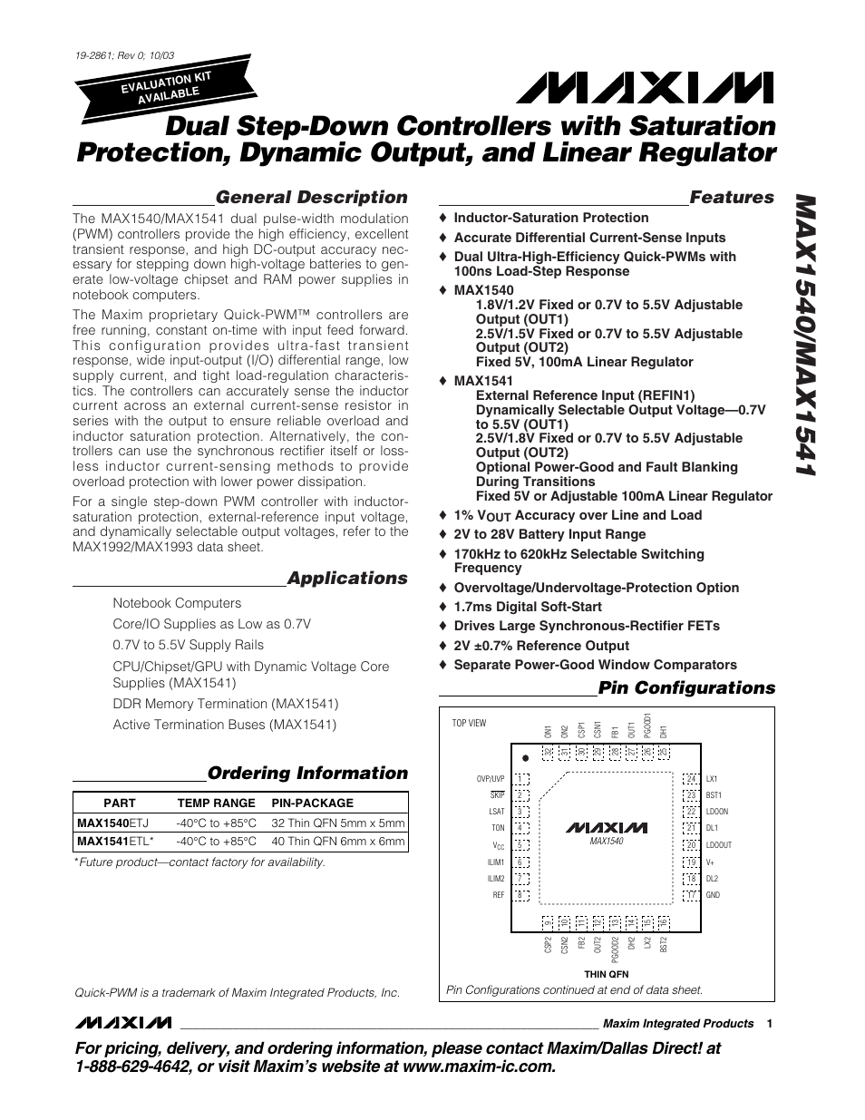 Rainbow Electronics MAX1541 User Manual | 49 pages