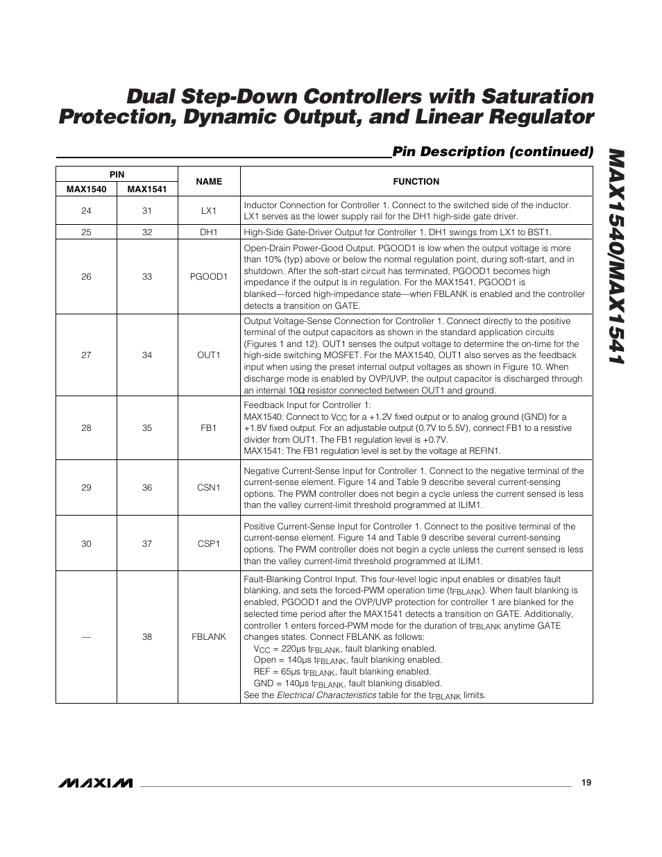 Pin description (continued) | Rainbow Electronics MAX1541 User Manual | Page 19 / 49