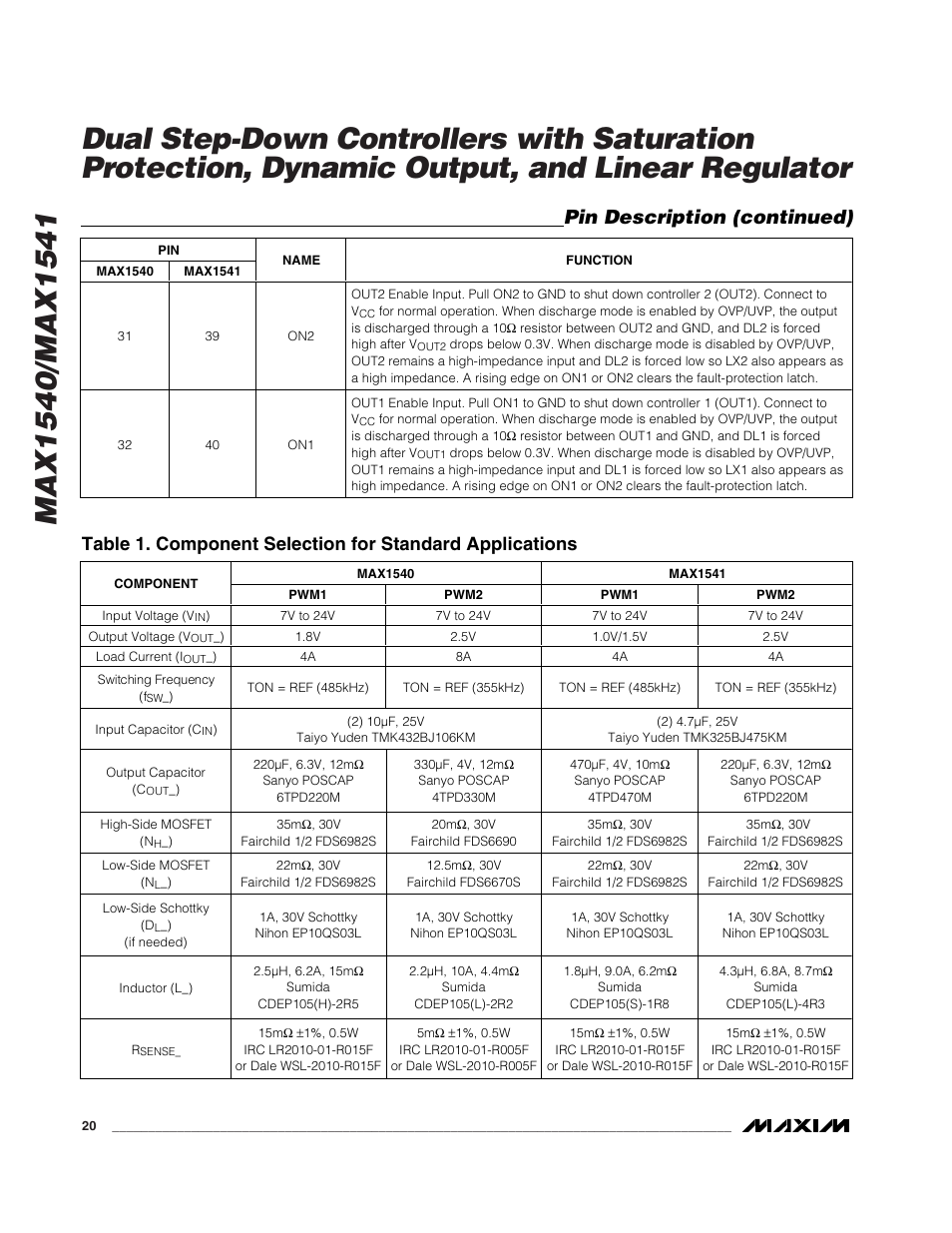 Pin description (continued) | Rainbow Electronics MAX1541 User Manual | Page 20 / 49