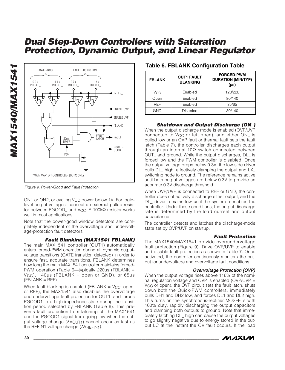 Table 6. fblank configuration table | Rainbow Electronics MAX1541 User Manual | Page 30 / 49