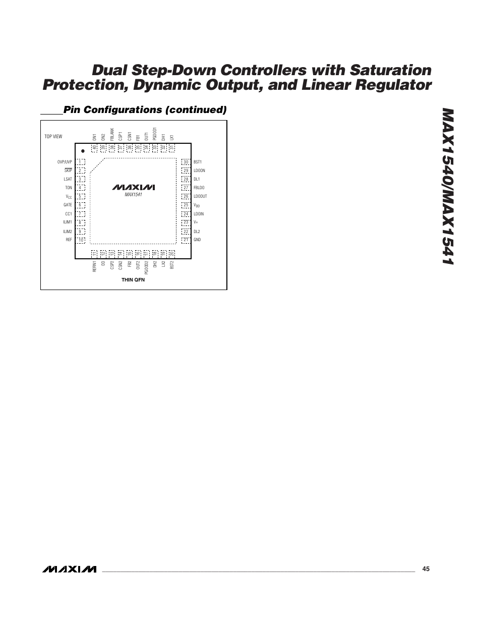 Pin configurations (continued) | Rainbow Electronics MAX1541 User Manual | Page 45 / 49