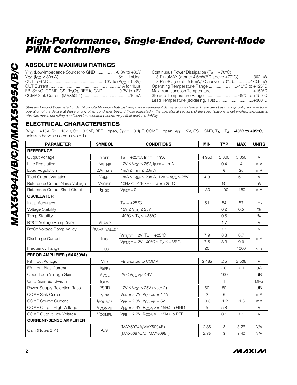Rainbow Electronics MAX5095A User Manual | Page 2 / 22