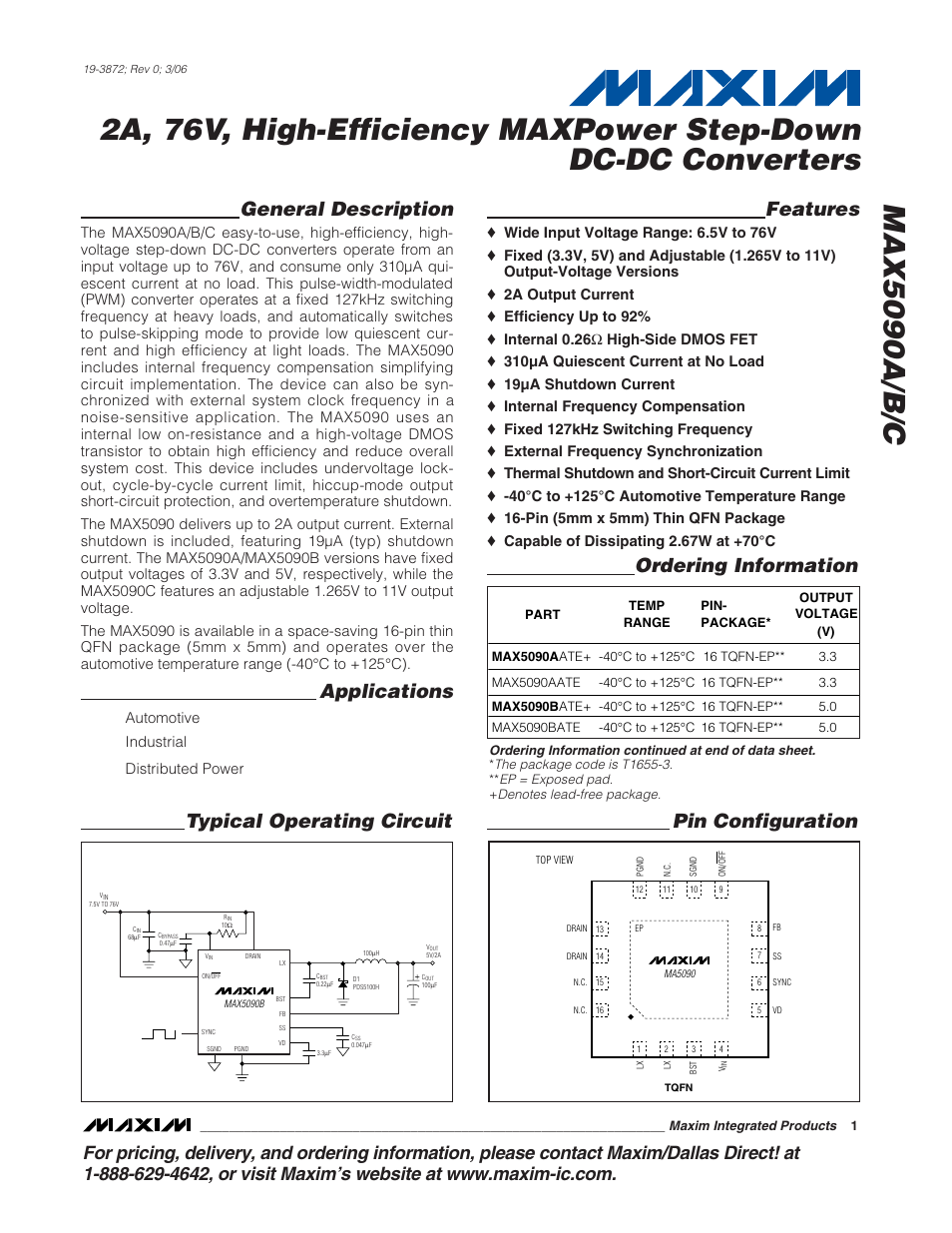 Rainbow Electronics MAX5090C User Manual | 17 pages