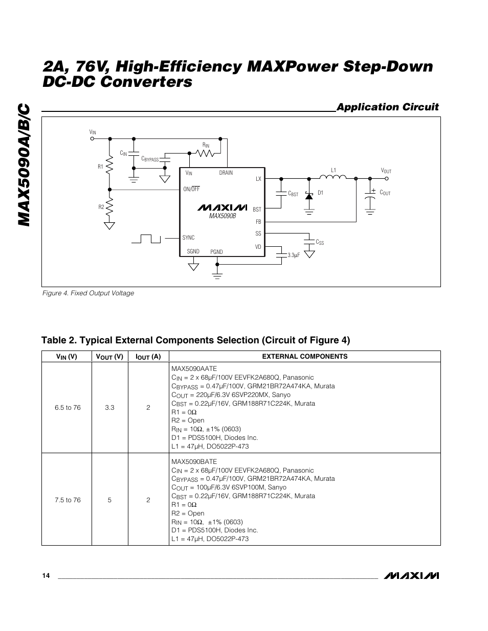 Application circuit | Rainbow Electronics MAX5090C User Manual | Page 14 / 17