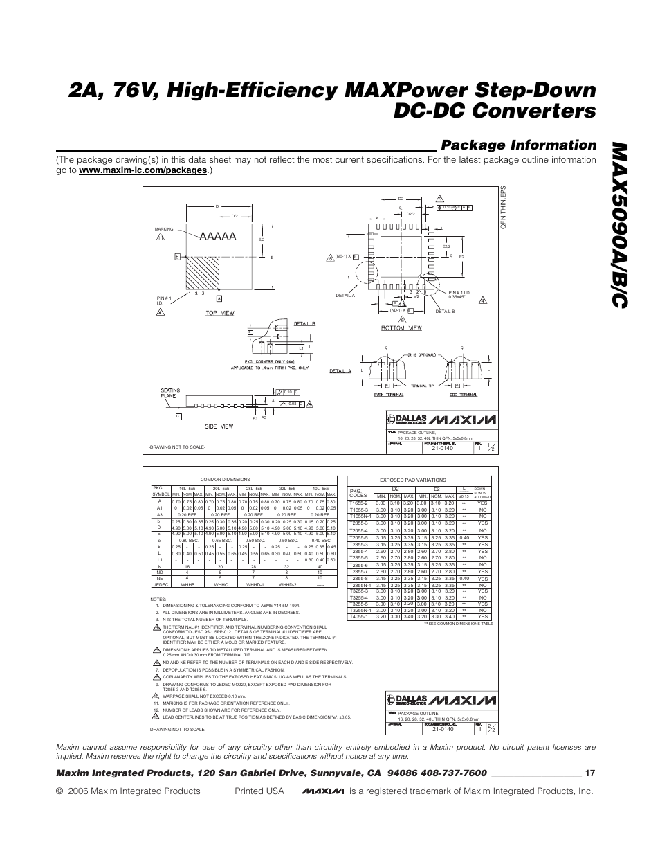 Package information, Heslington | Rainbow Electronics MAX5090C User Manual | Page 17 / 17