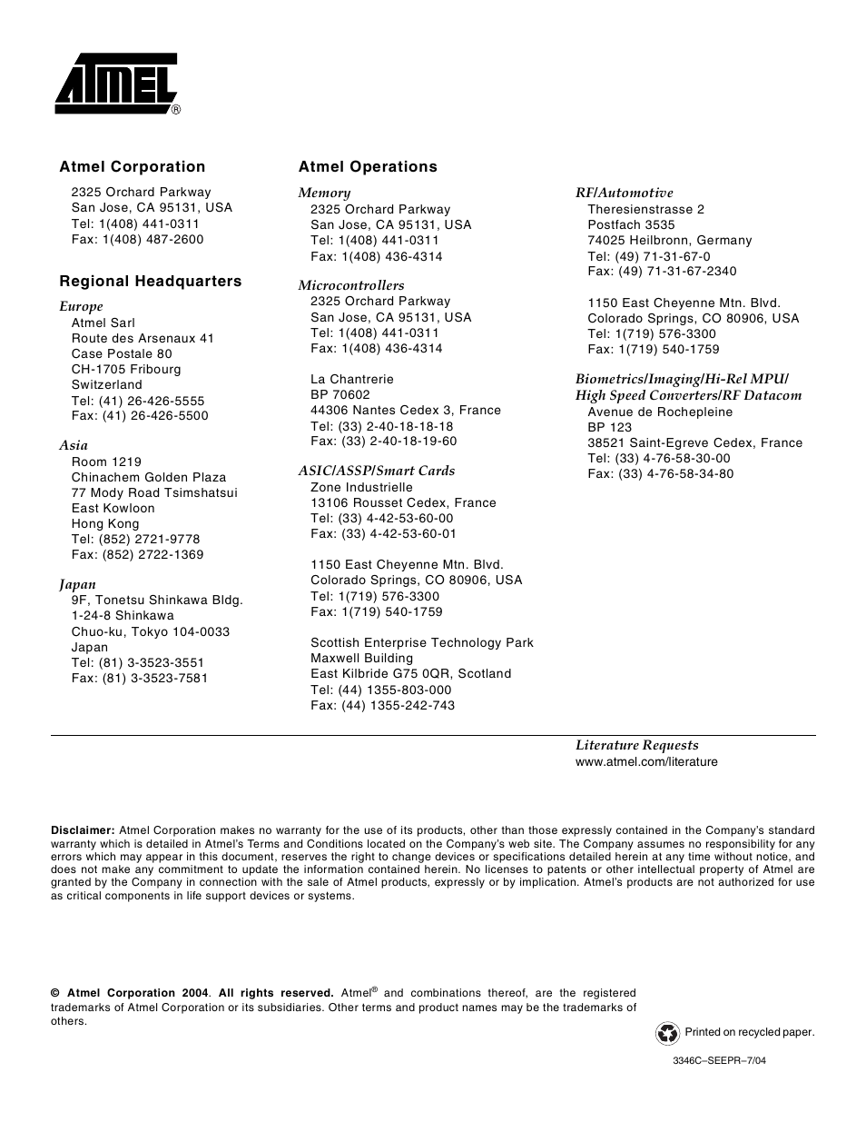 Rainbow Electronics AT25F1024A User Manual | Page 18 / 18
