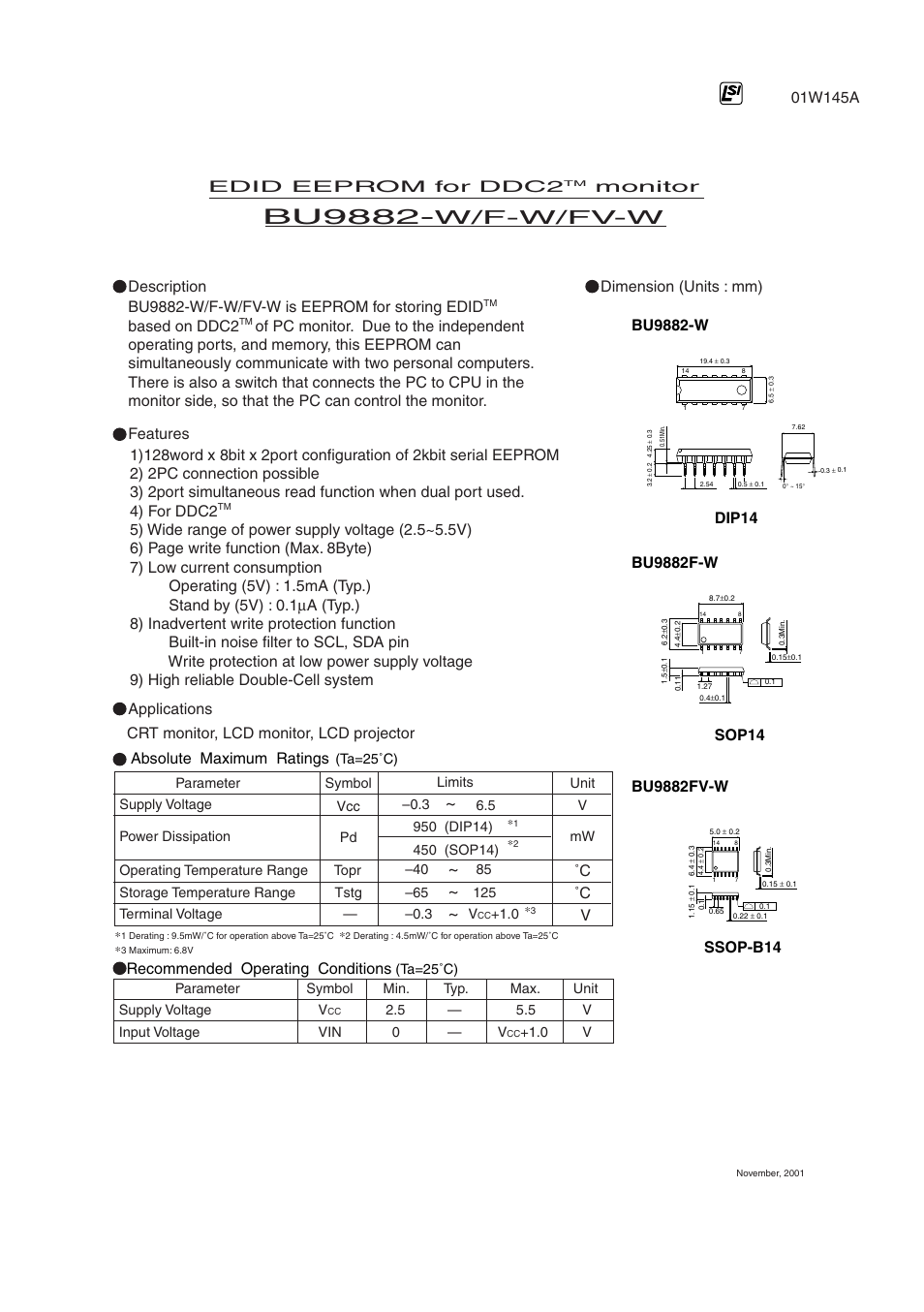 Rainbow Electronics bu9882-w User Manual | 2 pages