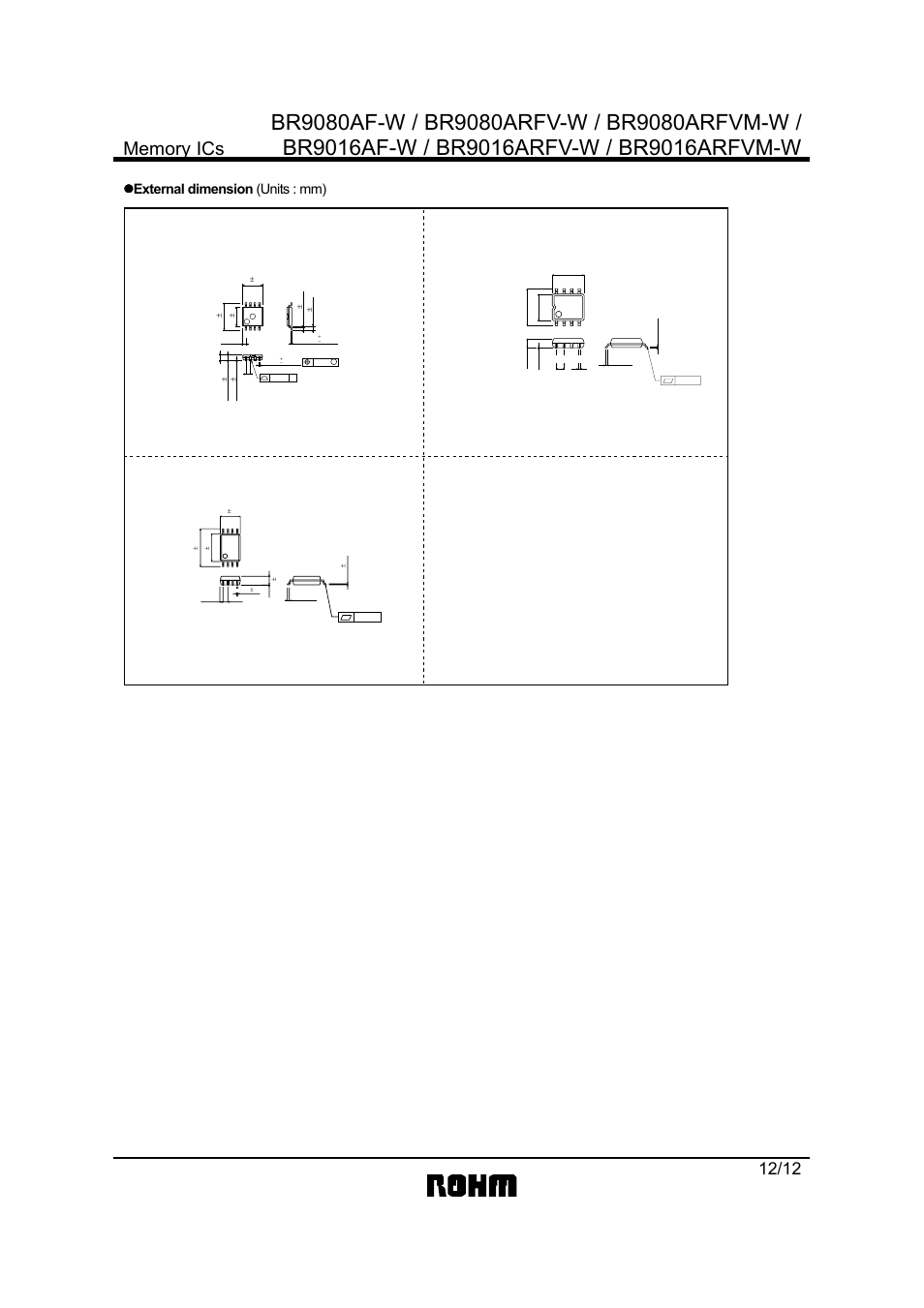 External dimension (units : mm), Msop8 sop8, Ssop-b8 | Rainbow Electronics br9080af-w User Manual | Page 12 / 12