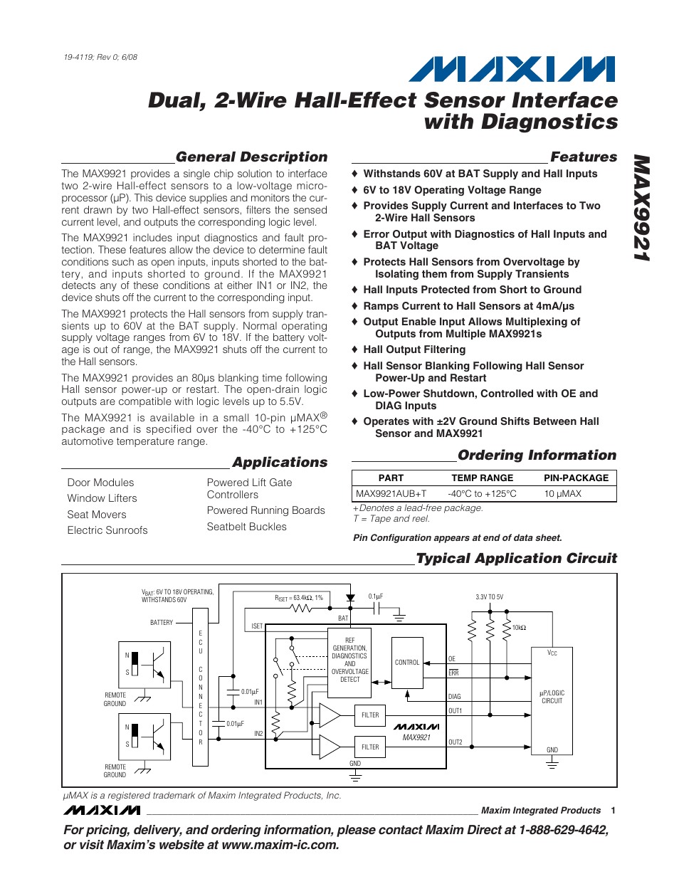 Rainbow Electronics MAX9921 User Manual | 15 pages