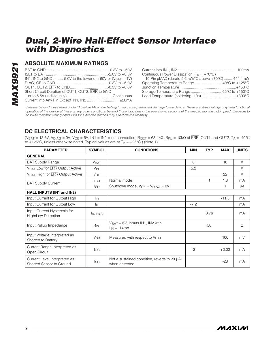 Rainbow Electronics MAX9921 User Manual | Page 2 / 15