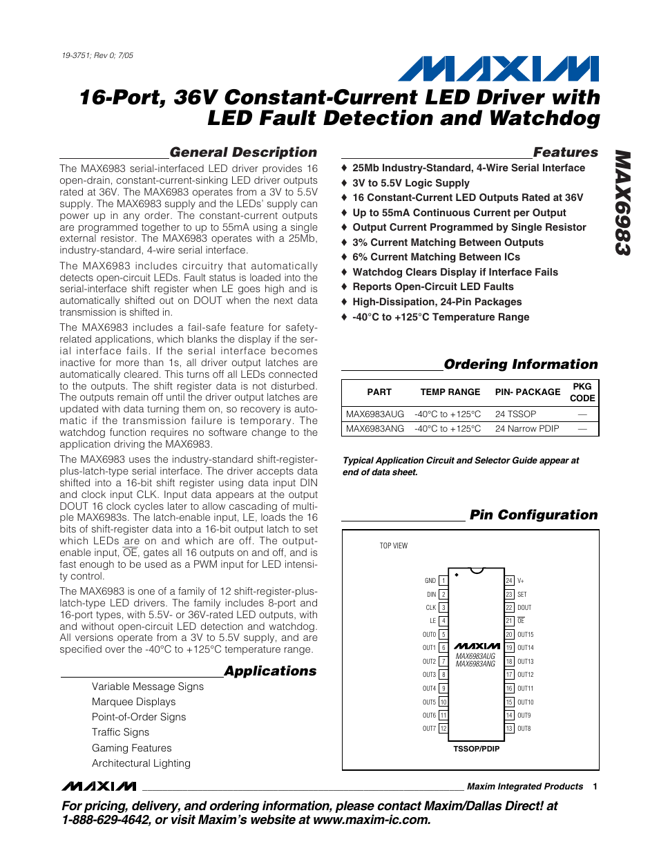 Rainbow Electronics MAX6983 User Manual | 12 pages