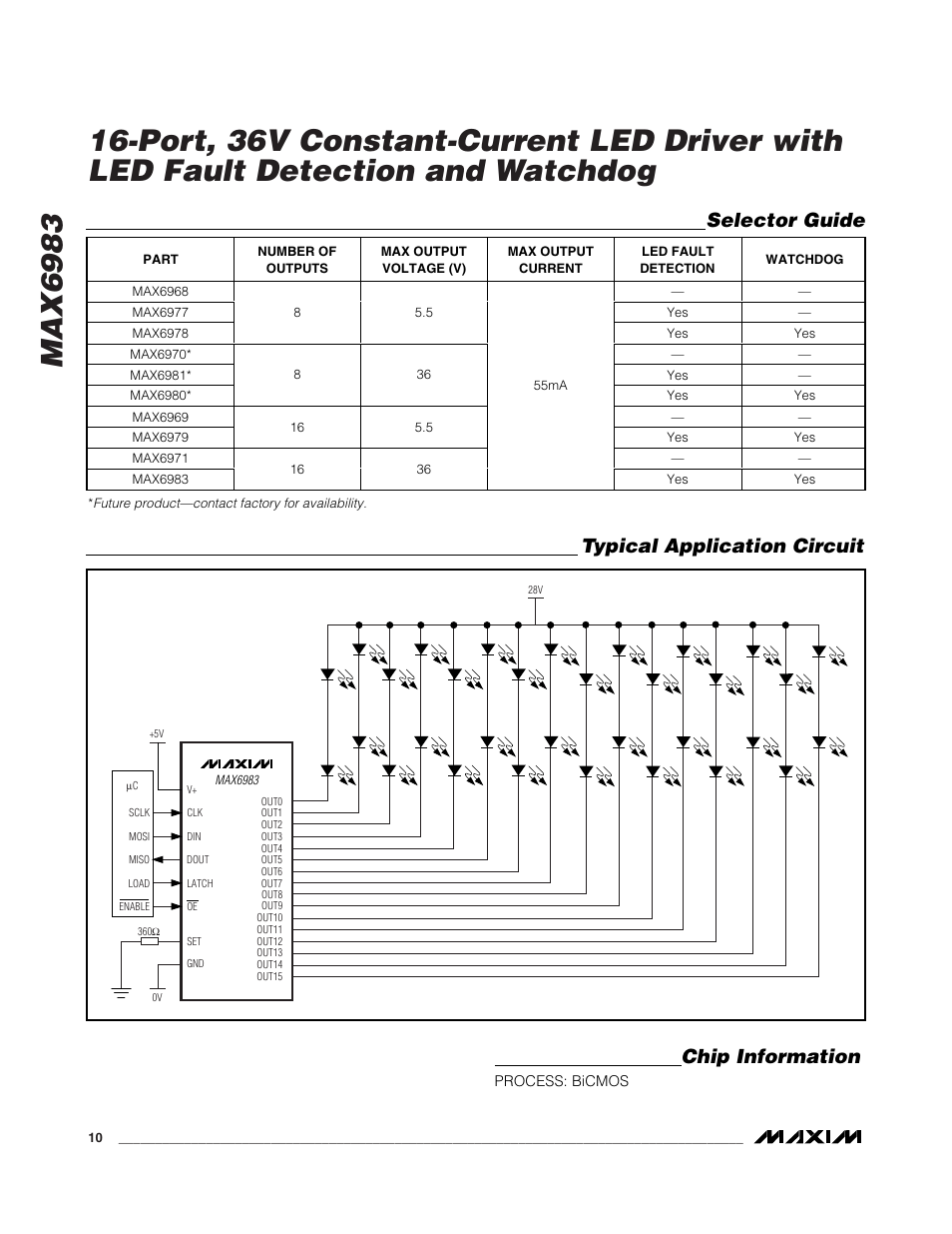 Selector guide typical application circuit, Chip information | Rainbow Electronics MAX6983 User Manual | Page 10 / 12