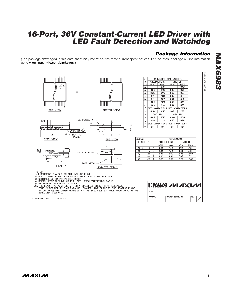 Package information | Rainbow Electronics MAX6983 User Manual | Page 11 / 12