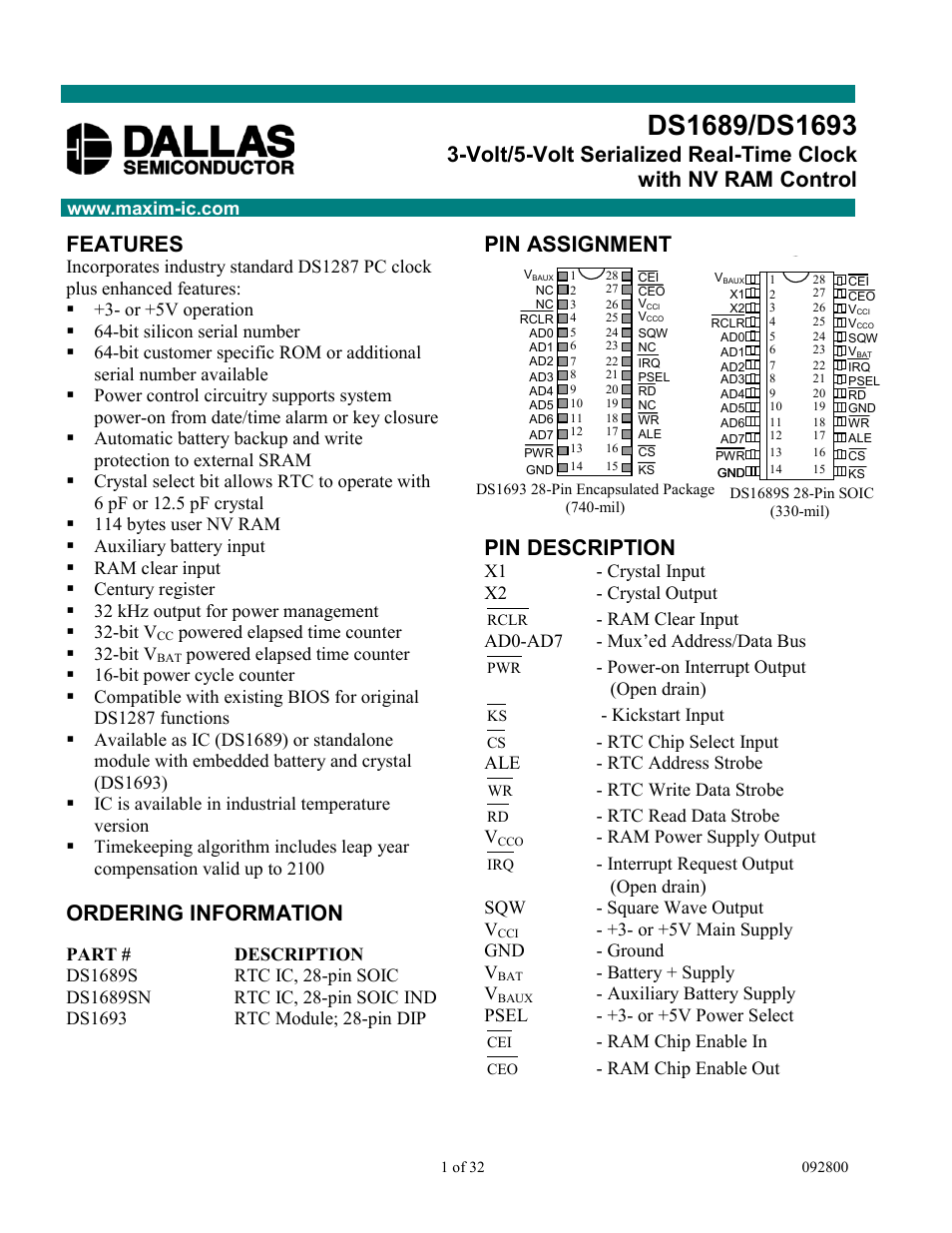 Rainbow Electronics DDS1693 User Manual | 32 pages