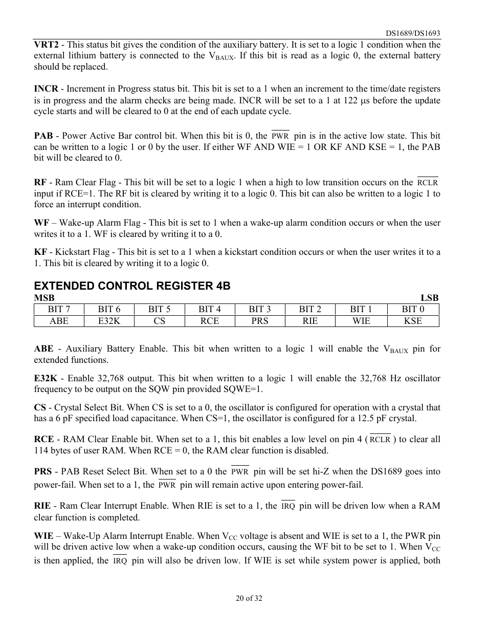 Extended control register 4b | Rainbow Electronics DDS1693 User Manual | Page 20 / 32