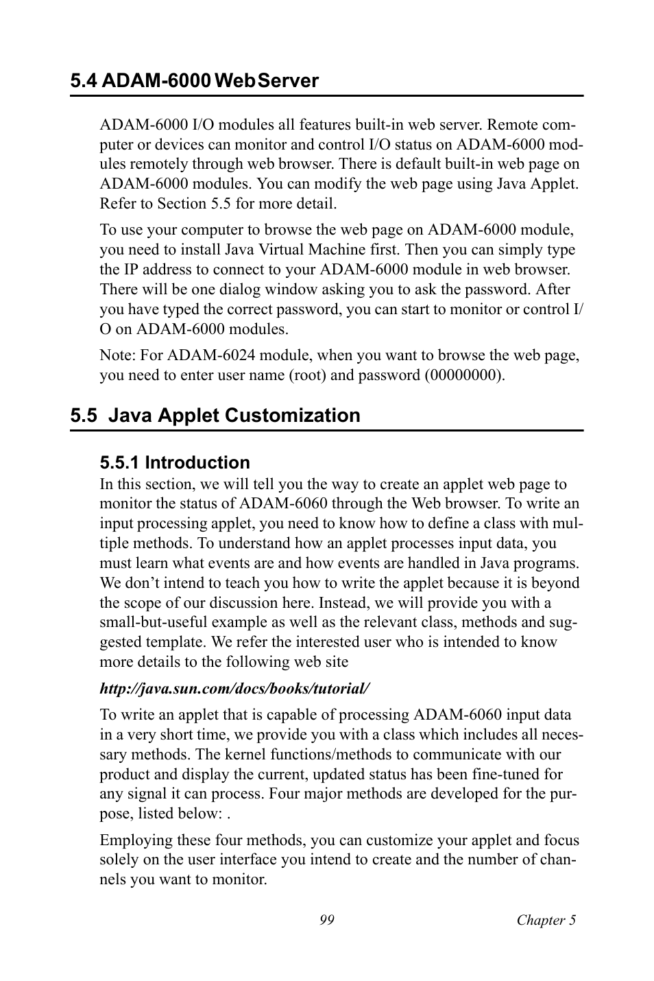 4 adam-6000 web server, 5 java applet customization, 1 introduction | Adam-6000 web server, Java applet customization, Introduction | B&B Electronics ADAM-6066 - Manual User Manual | Page 109 / 272