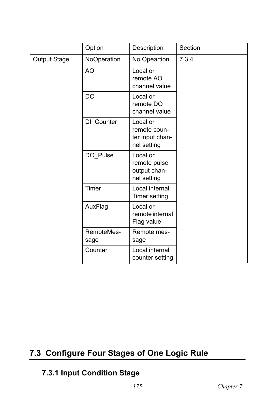 3 configure four stages of one logic rule, 1 input condition stage, Configure four stages of one logic rule | Input condition stage | B&B Electronics ADAM-6066 - Manual User Manual | Page 185 / 272