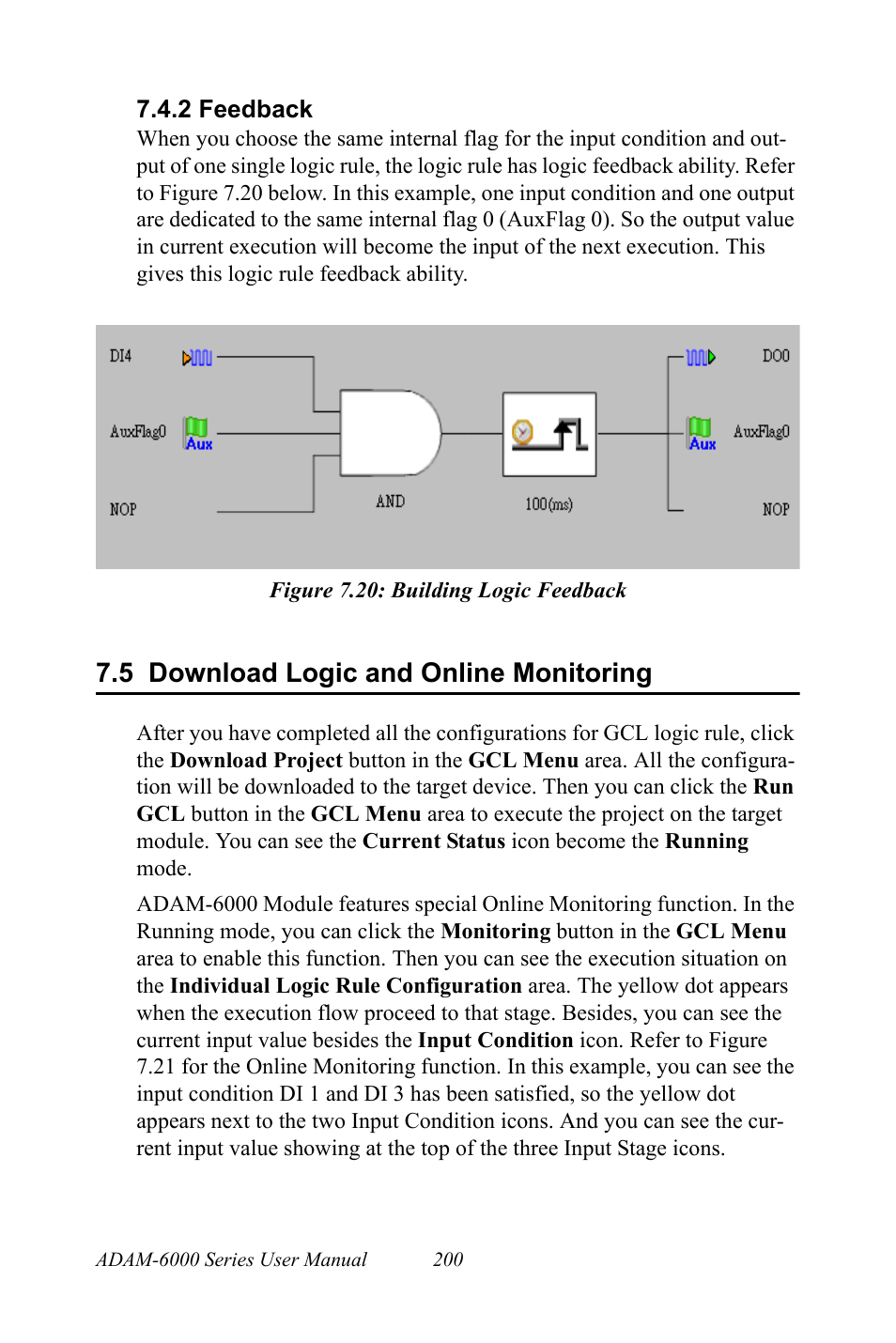 2 feedback, Figure 7.20: building logic feedback, 5 download logic and online monitoring | Feedback figure 7.20:building logic feedback, Download logic and online monitoring | B&B Electronics ADAM-6066 - Manual User Manual | Page 210 / 272