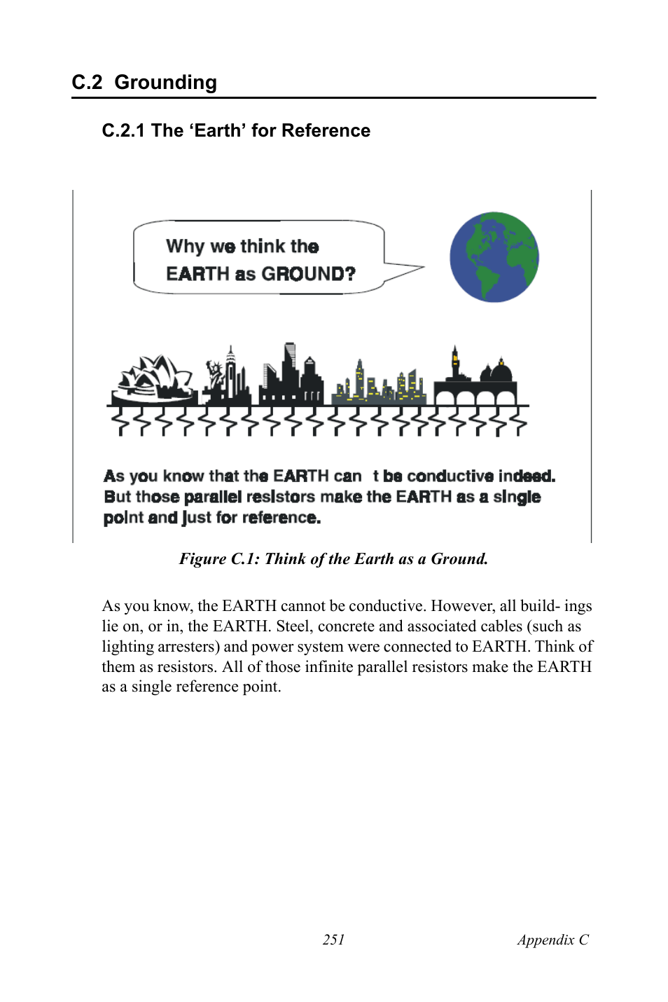 C.2 grounding, C.2.1 the ‘earth’ for reference, Figure c.1: think of the earth as a ground | Grounding, Figure c.1:think of the earth as a ground | B&B Electronics ADAM-6066 - Manual User Manual | Page 261 / 272