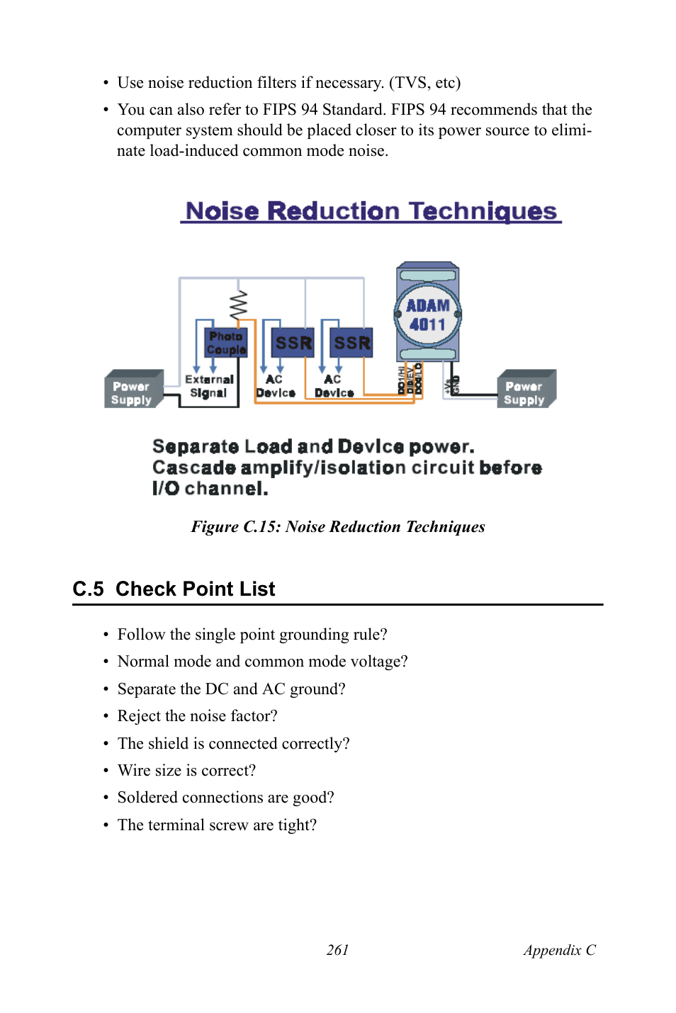 Figure c.15: noise reduction techniques, C.5 check point list, Figure c.15:noise reduction techniques | Check point list | B&B Electronics ADAM-6066 - Manual User Manual | Page 271 / 272