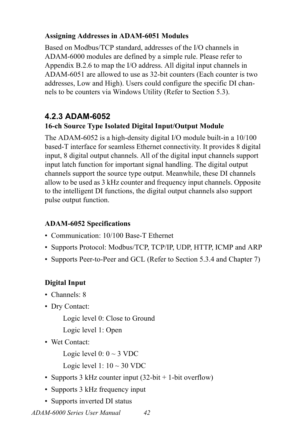 3 adam-6052, Adam-6052 | B&B Electronics ADAM-6066 - Manual User Manual | Page 52 / 272