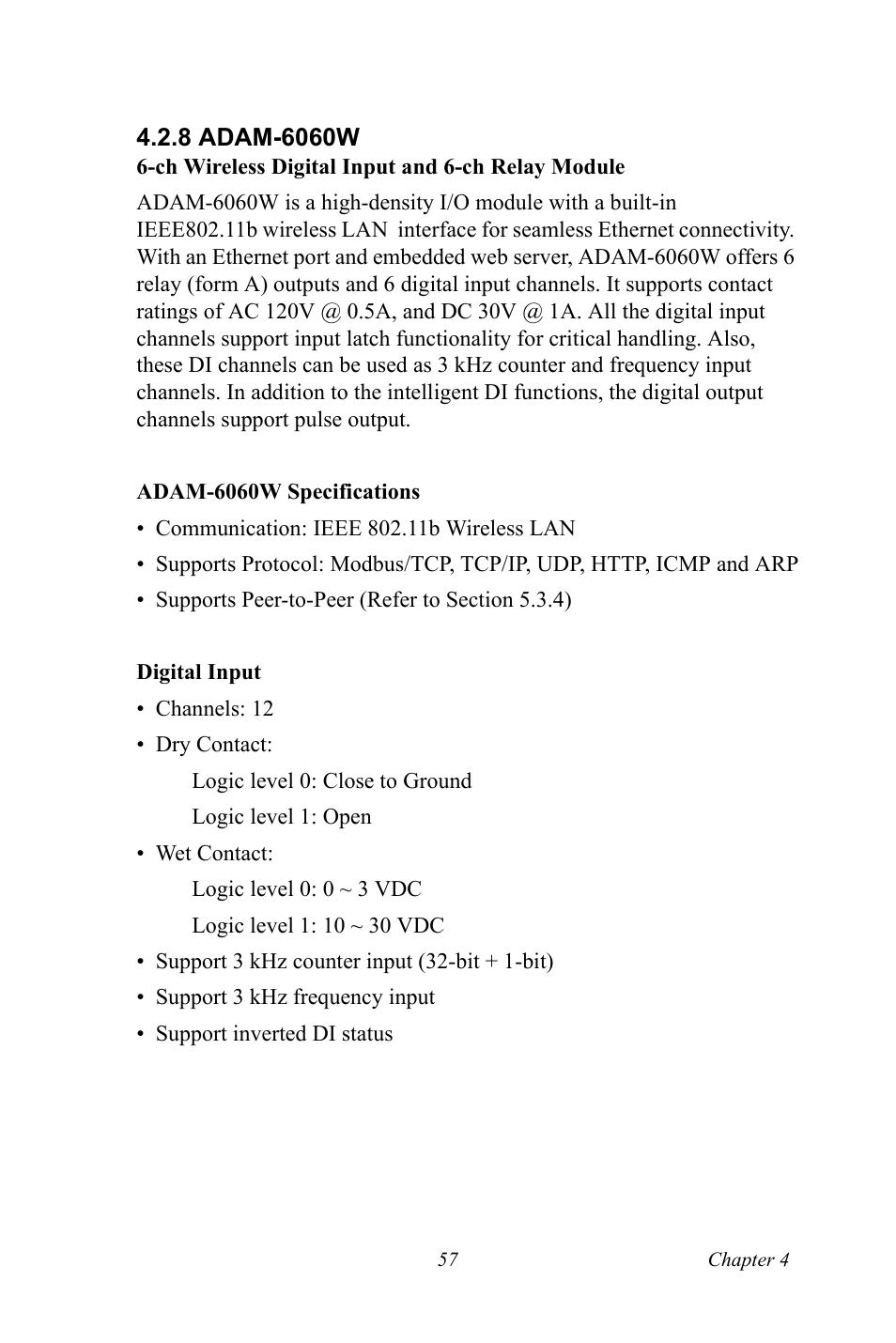 8 adam-6060w, Adam-6060w | B&B Electronics ADAM-6066 - Manual User Manual | Page 67 / 272