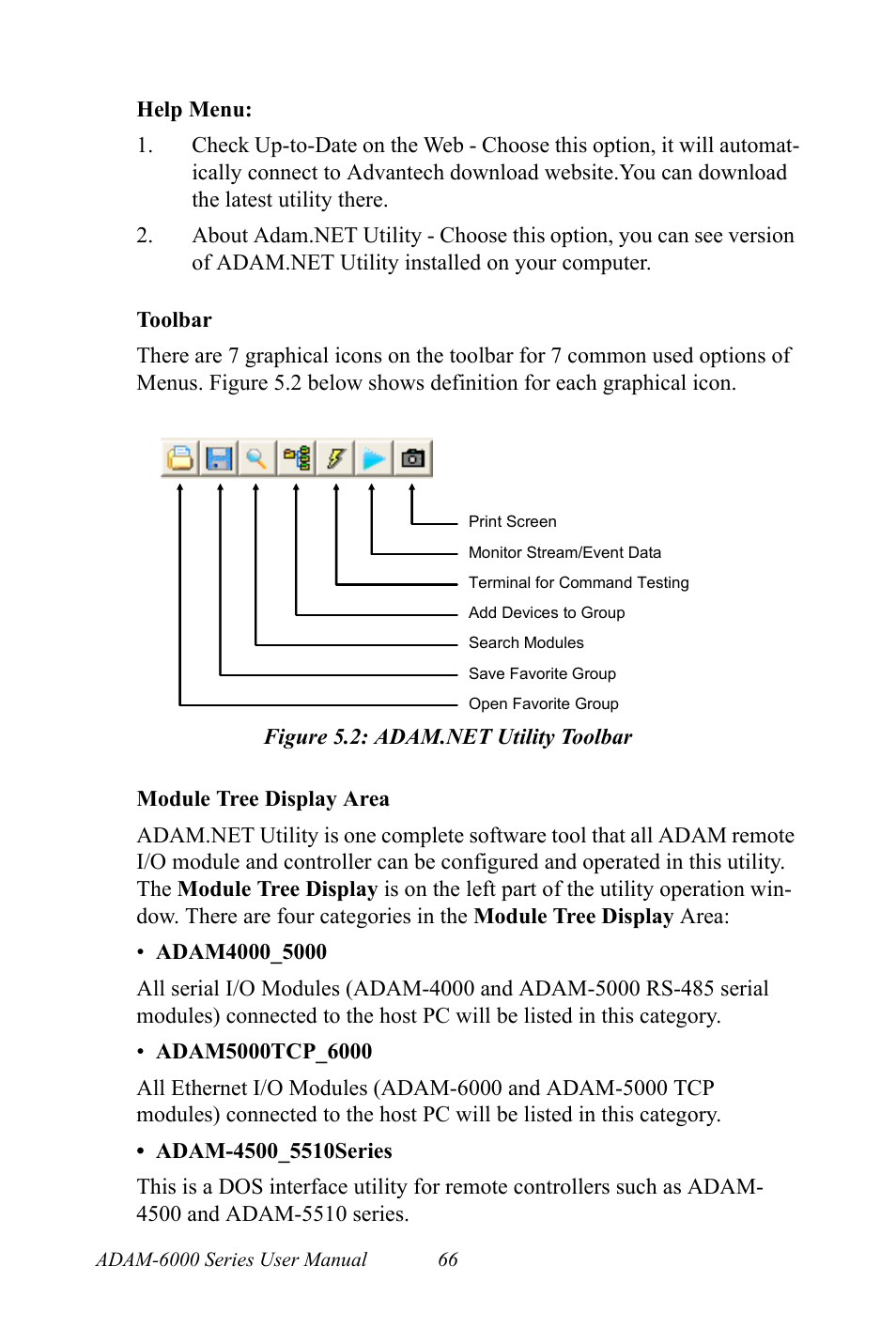 Figure 5.2: adam.net utility toolbar, Figure 5.2:adam.net utility toolbar | B&B Electronics ADAM-6066 - Manual User Manual | Page 76 / 272