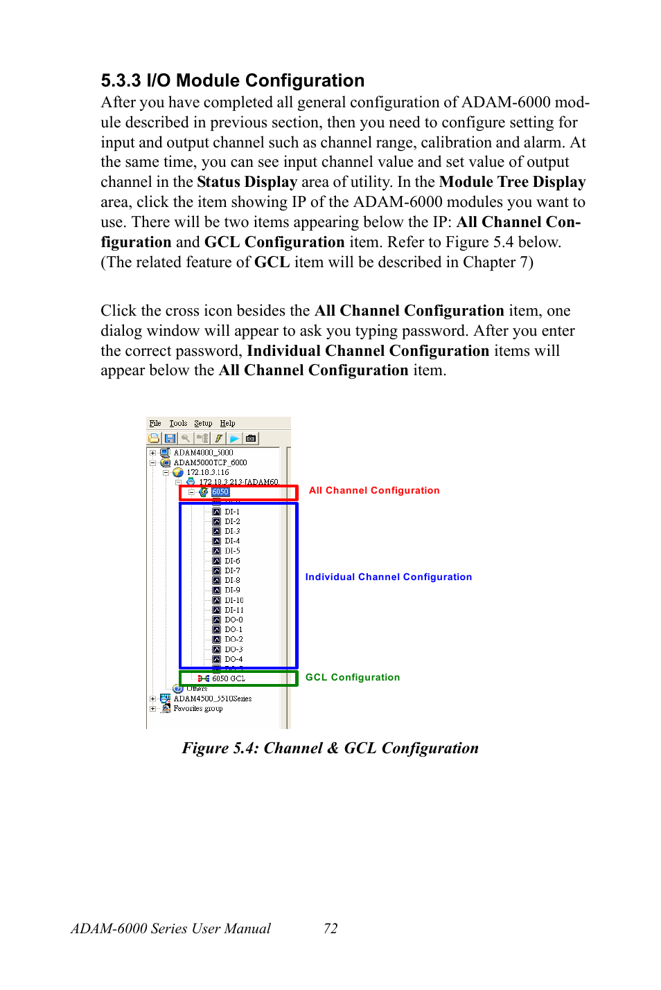 3 i/o module configuration, Figure 5.4: channel & gcl configuration | B&B Electronics ADAM-6066 - Manual User Manual | Page 82 / 272