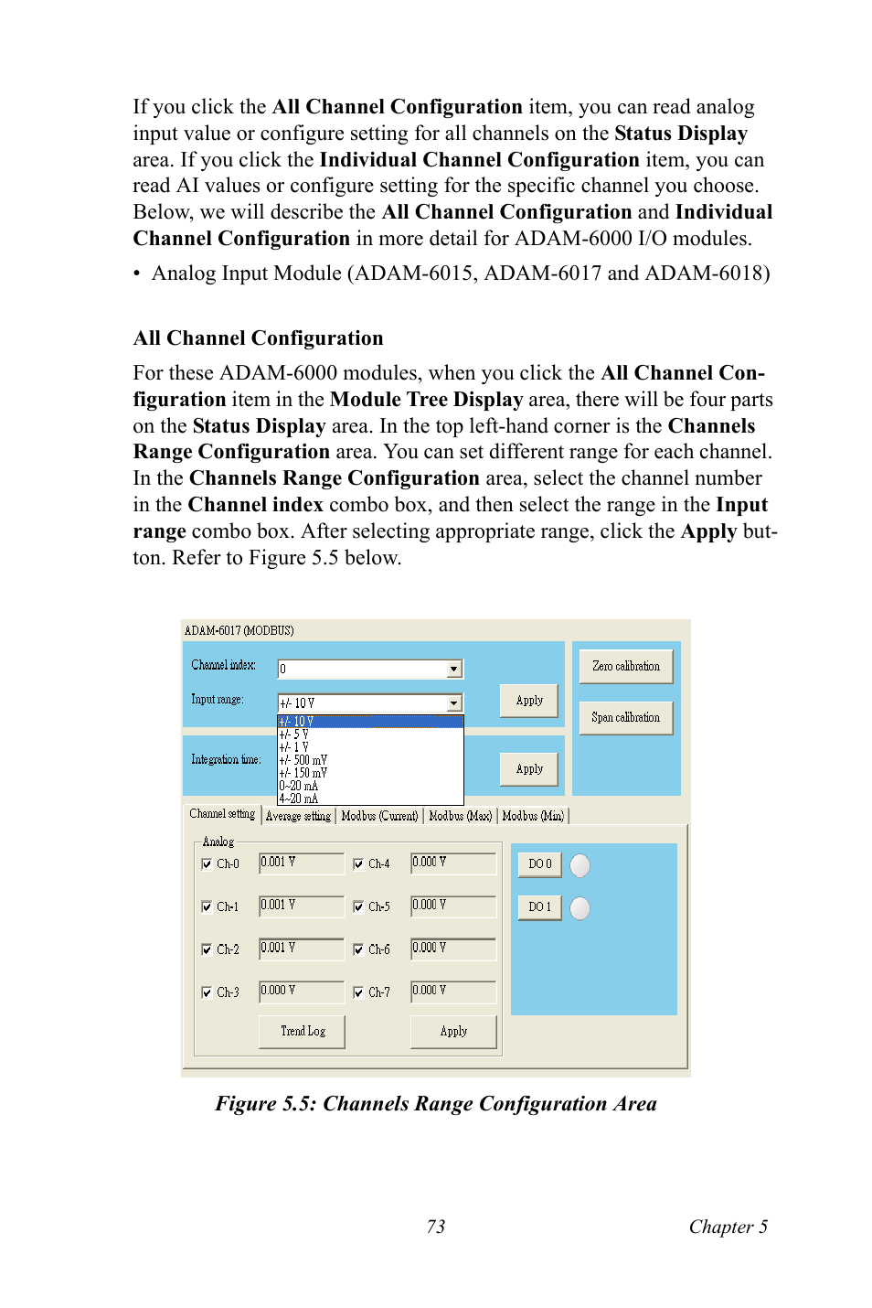 Figure 5.5: channels range configuration area, Figure 5.5:channels range configuration area | B&B Electronics ADAM-6066 - Manual User Manual | Page 83 / 272