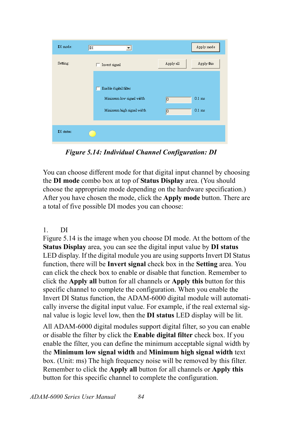 Figure 5.14: individual channel configuration: di, Figure 5.14:individual channel configuration: di | B&B Electronics ADAM-6066 - Manual User Manual | Page 94 / 272