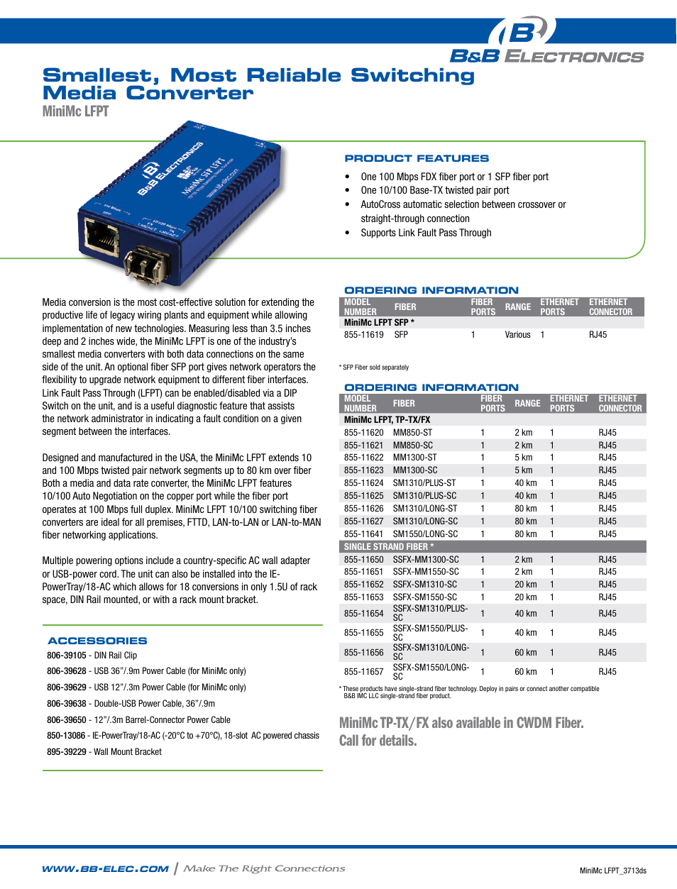 B&B Electronics 855-11619--57 - Datasheet User Manual | 2 pages