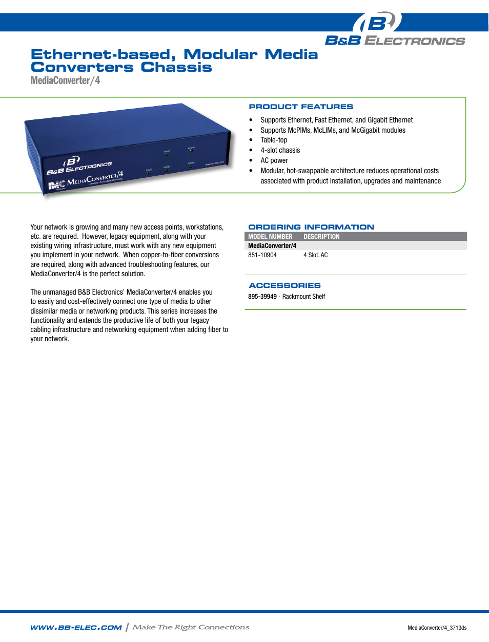 B&B Electronics 851-10904 - Datasheet User Manual | 2 pages