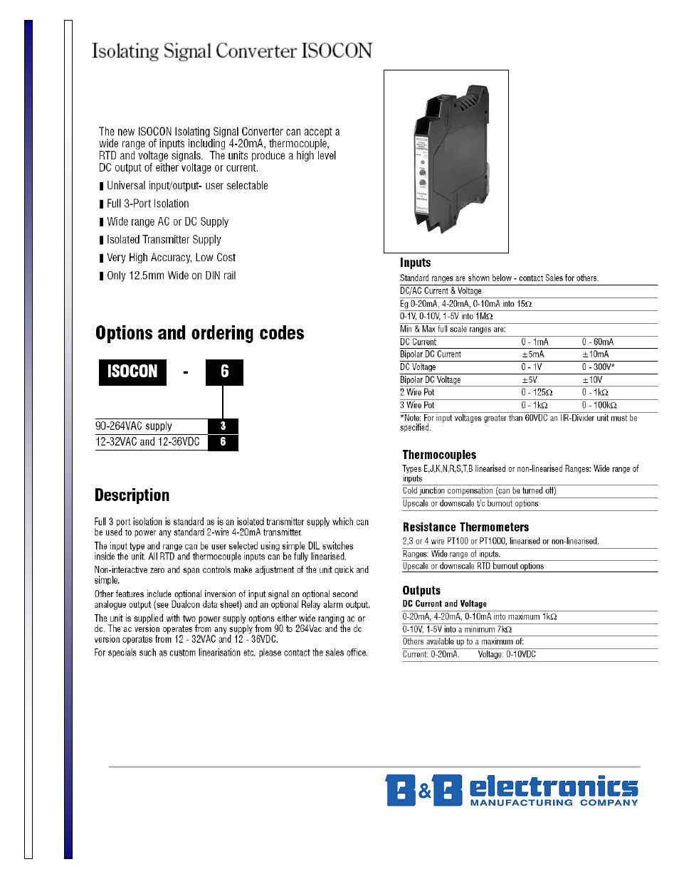 B&B Electronics ISOCON-6 - Datasheet User Manual | 2 pages