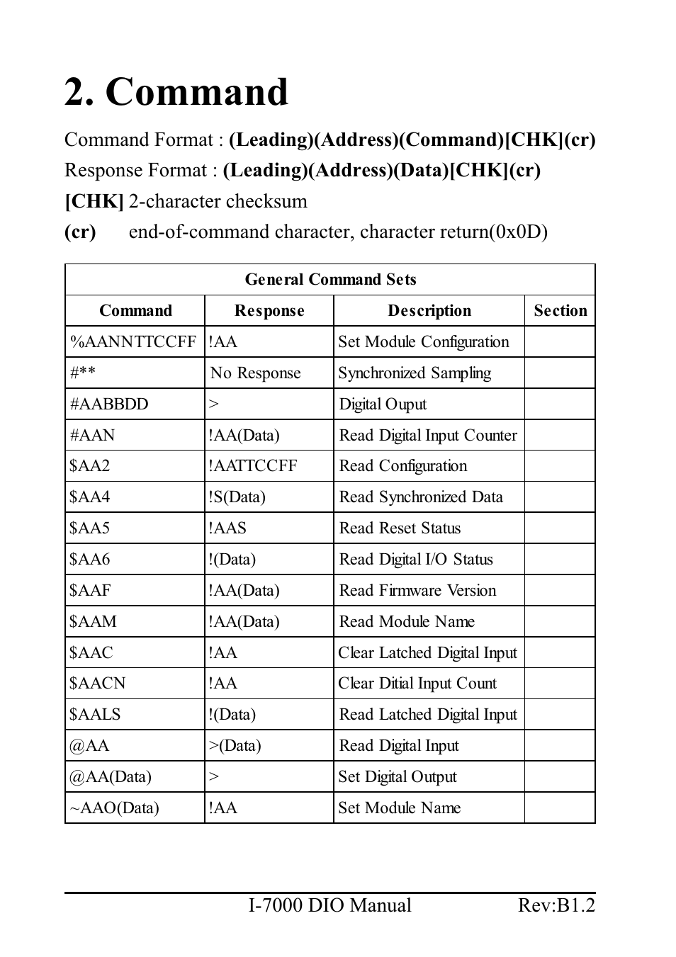 Command | B&B Electronics I-7060 - Manual User Manual | Page 26 / 64