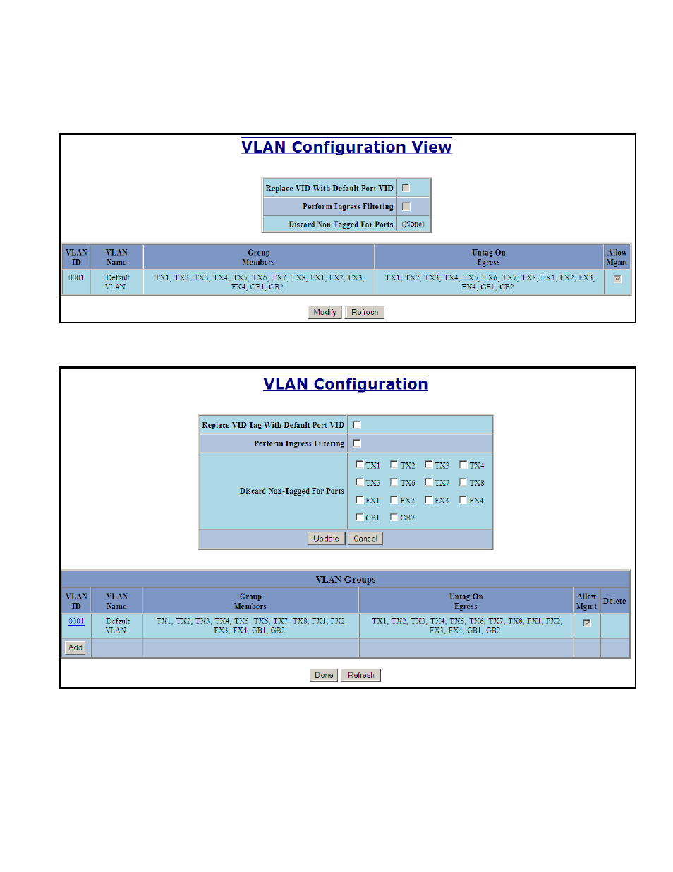 Vlan addition and deletion example | B&B Electronics 714FX6-SC_ST - Manual User Manual | Page 141 / 154