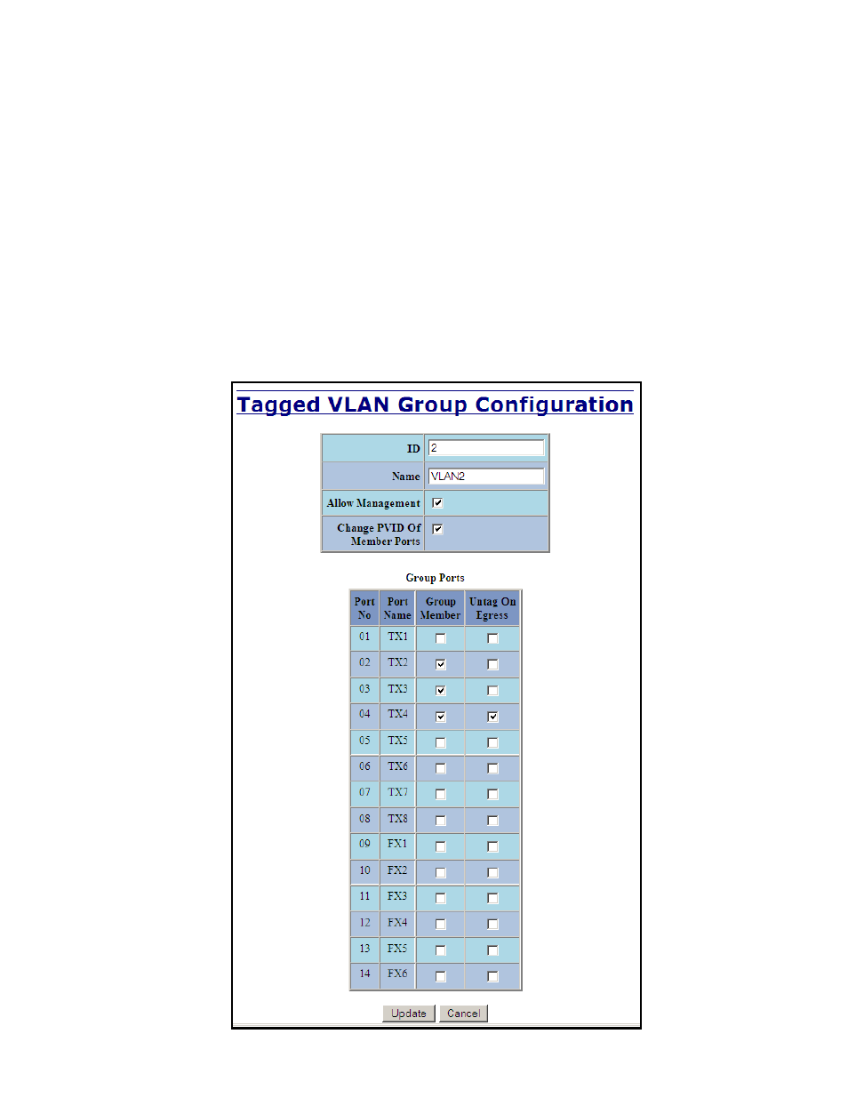 Vlan – group configuration | B&B Electronics 714FX6-SC_ST - Manual User Manual | Page 59 / 154